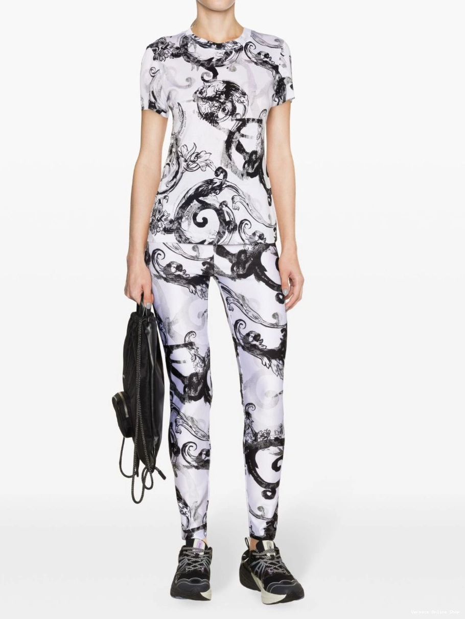 Cheap Couture Watercolour Barocco Women T-shirt cotton Jeans Versace 0405